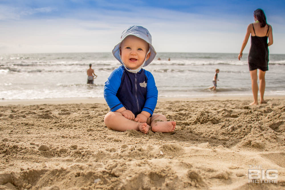 how to photograph babies, learn children's photography, baby boy at the beach